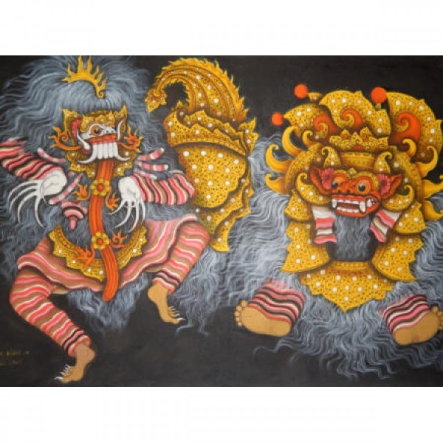 Lukisan Tradisional Motif Barong Bali 25379 Ku Ka