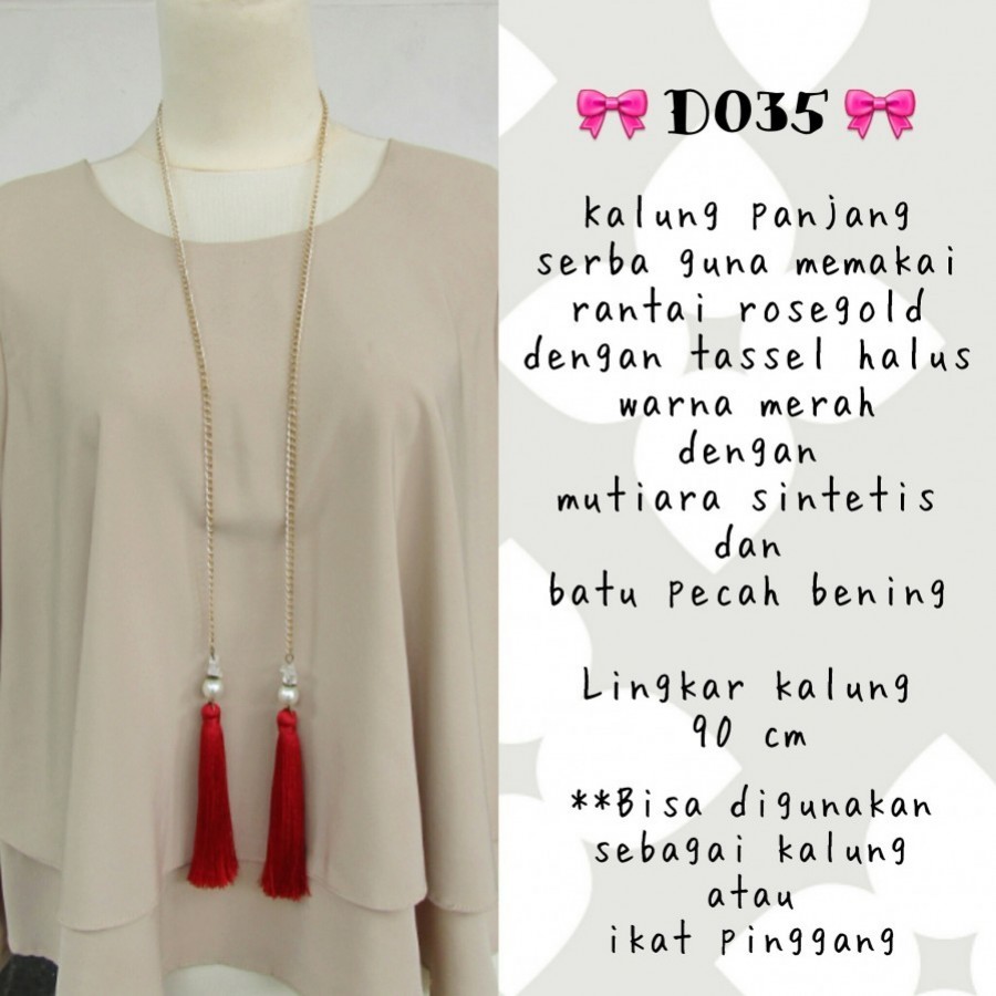kalung tassel merah 2 in 1 ku ka kalung tassel merah 2 in 1 ku ka